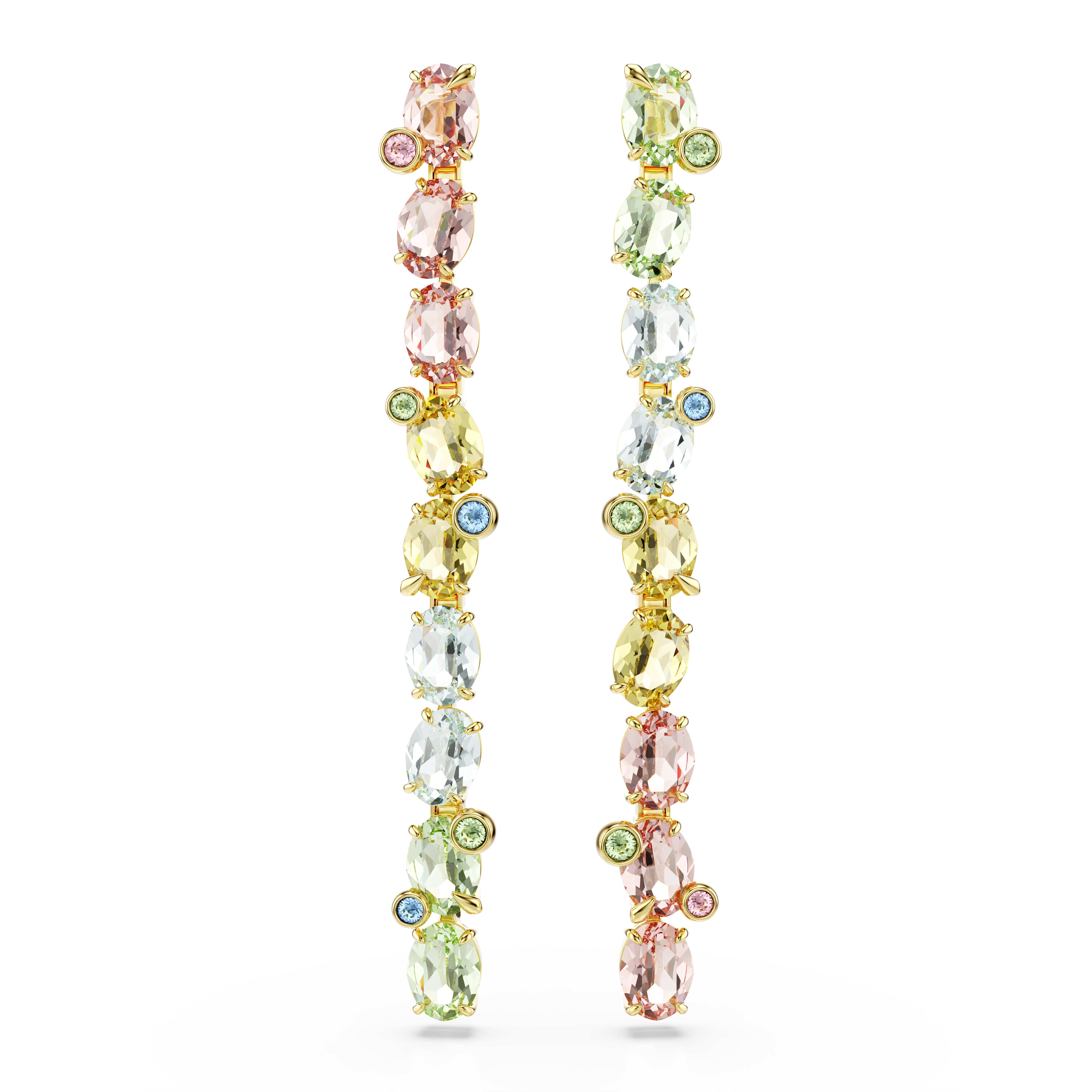Swarovski Gema drop earrings, Asymmetrical design, Mixed cuts, Long ...