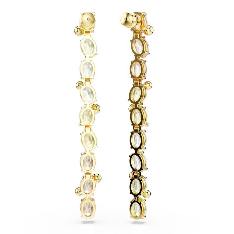 Swarovski Gema drop earrings, Asymmetrical design, Mixed cuts, Long ...