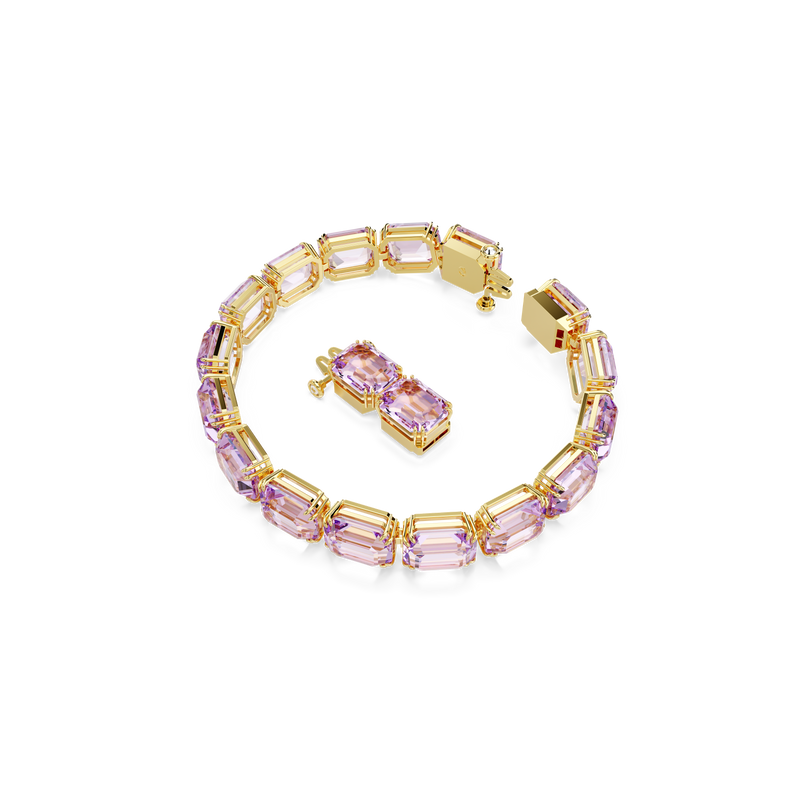 Swarovski Millenia bracelet, Octagon cut, Purple, Gold-tone plated ...