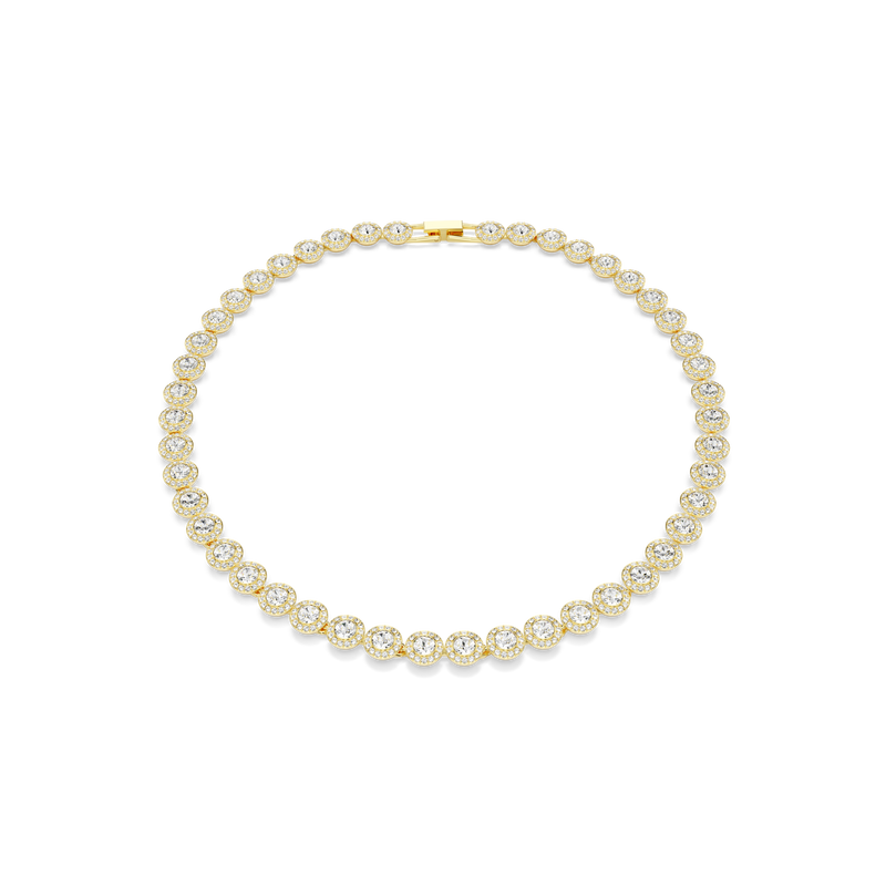 Swarovski Una Angelic necklace, Round cut, White, Gold-tone plated ...