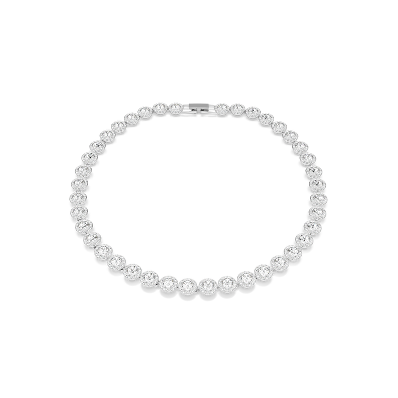 Swarovski Una Angelic necklace, Round cut, White, Rhodium plated ...