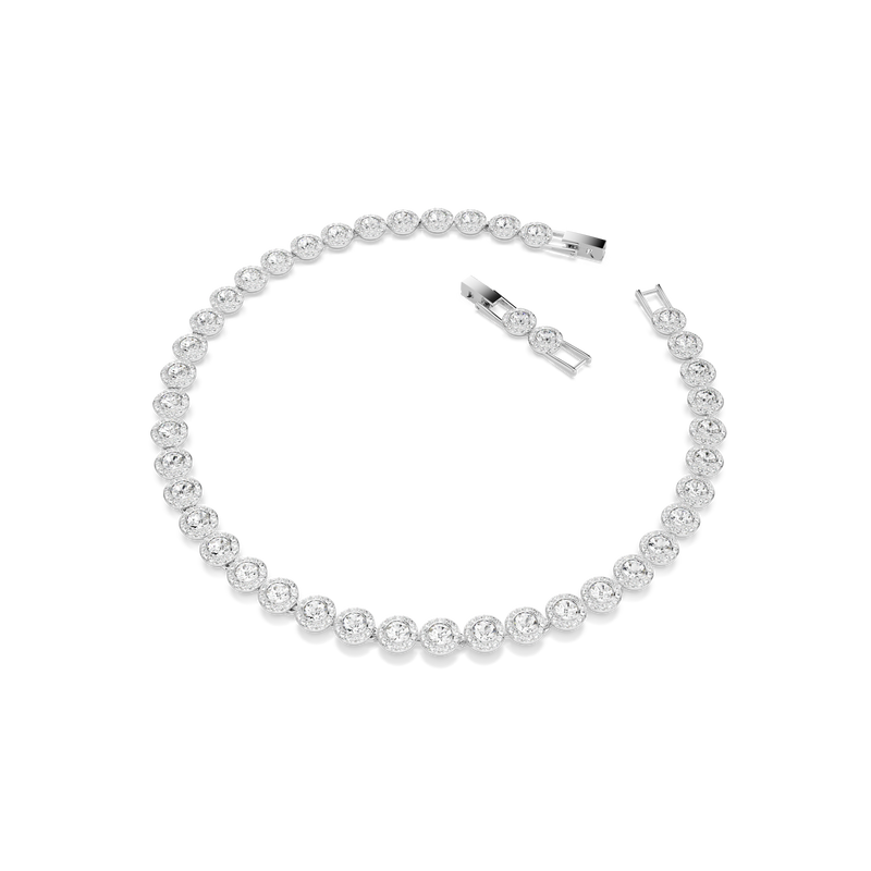 Swarovski Una Angelic necklace, Round cut, White, Rhodium plated ...