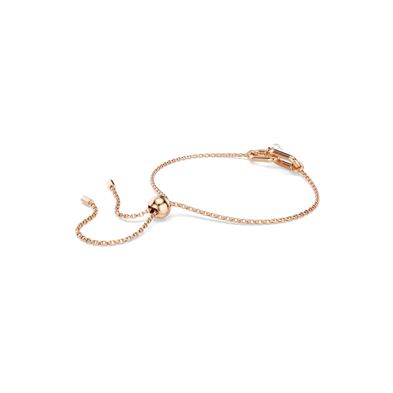 Swarovski Constella bracelet, Crystal pearl, Round cut, White, Rose ...