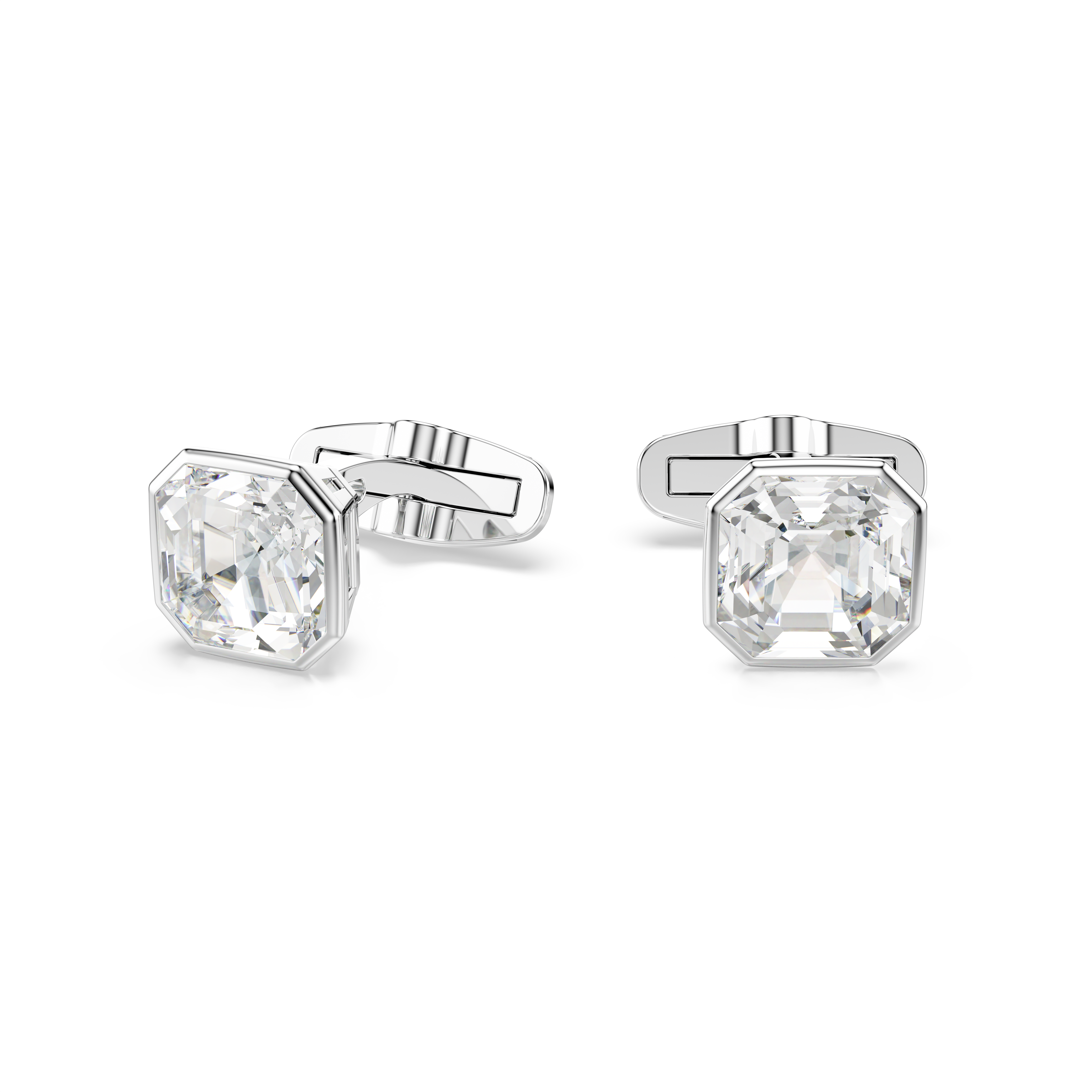 Swarovski Millenia cufflinks, Octagon cut, White, Rhodium plated ...