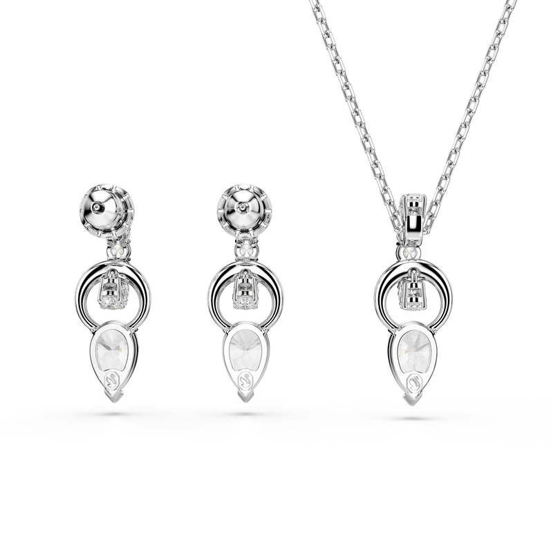 Swarovski Mesmera set, Pear cut, Round cut, White, Rhodium plated ...