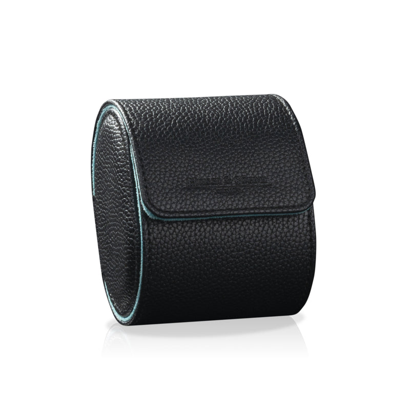 Charles Single Watch Roll Black & Turquoise