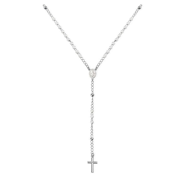 AMEN RHODIUM ROSARY PLAIN NECKLACE CROBB4