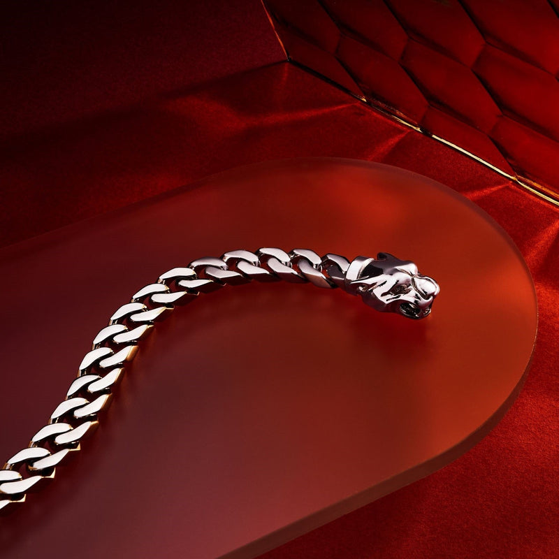 Panther Head Silver Bracelet