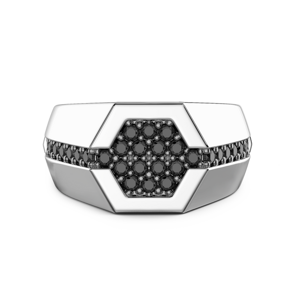 Silver Ring with Black Stones