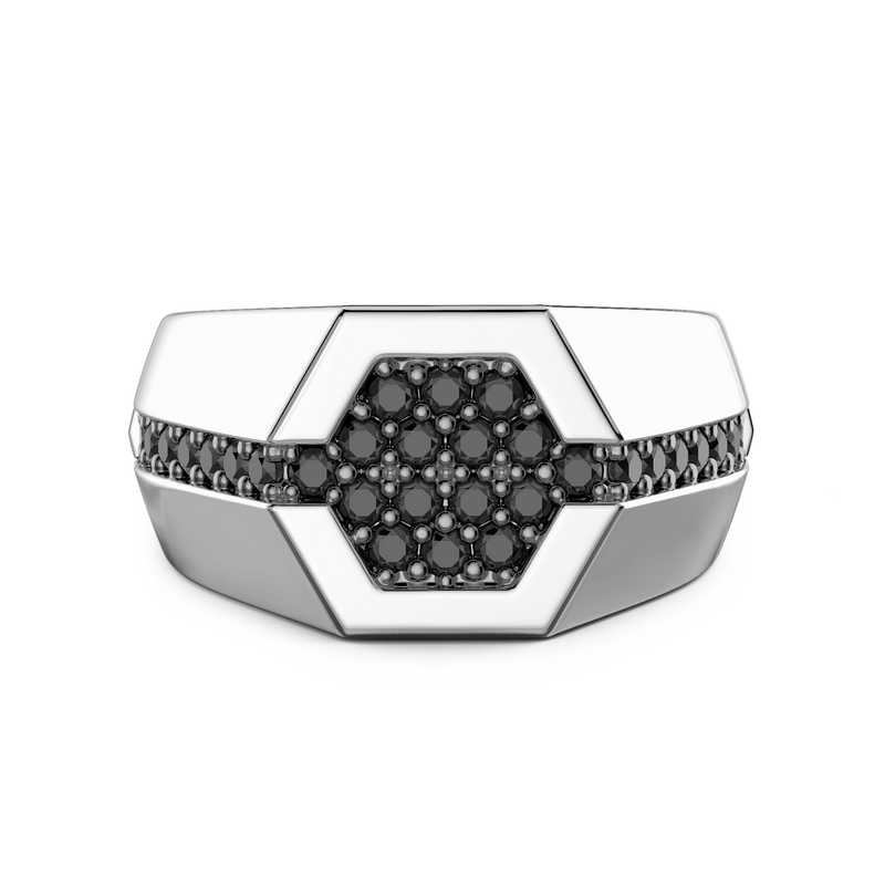 Silver Ring with Black Stones