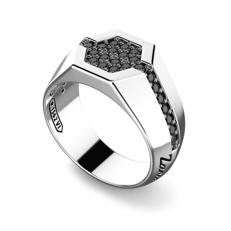 Silver Ring with Black Stones