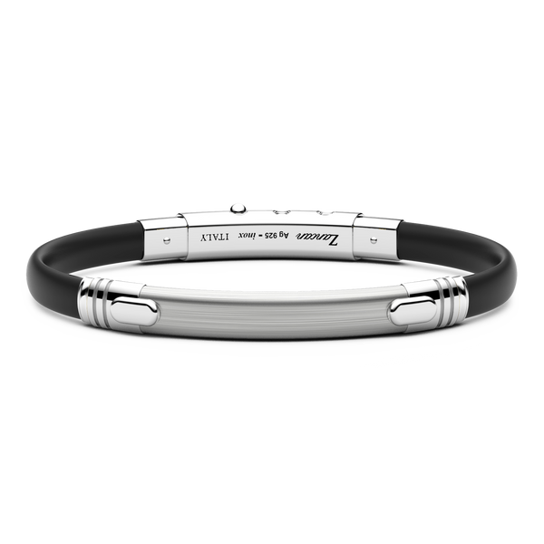 Black Silicone & Silver Bracelet