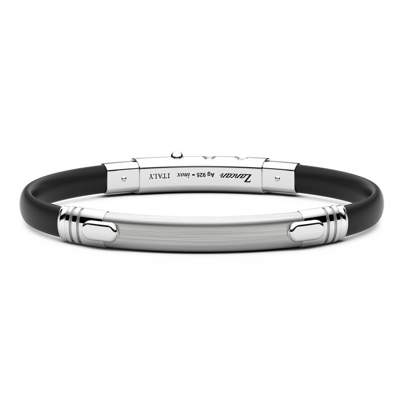 Black Silicone & Silver Bracelet