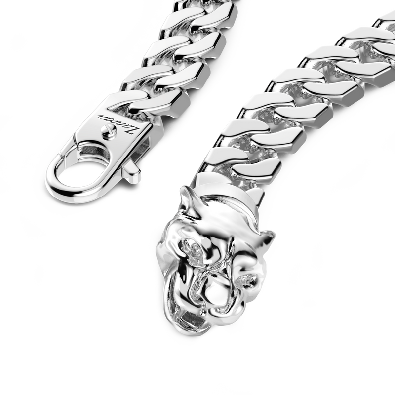 Panther Head Silver Bracelet
