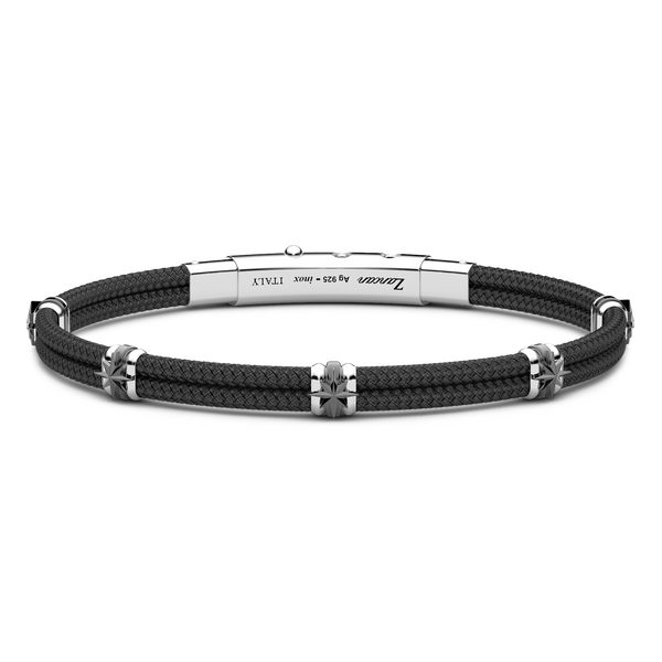 Black Kevlar Bracelet with Black Stones