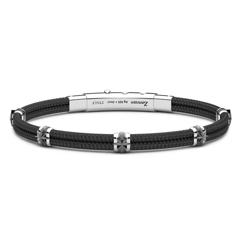 Black Kevlar Bracelet with Black Stones