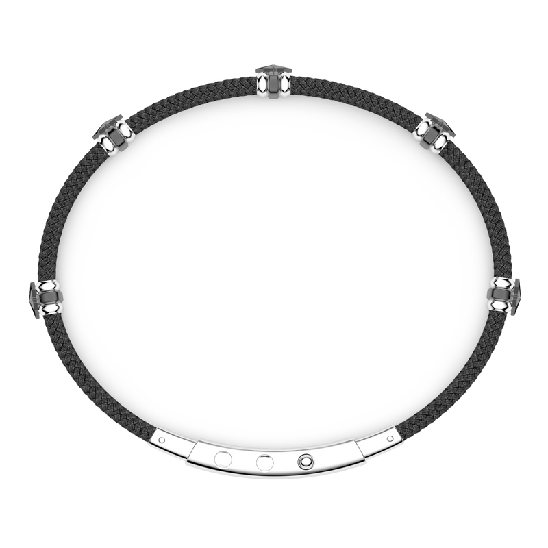 Black Kevlar Bracelet with Black Stones