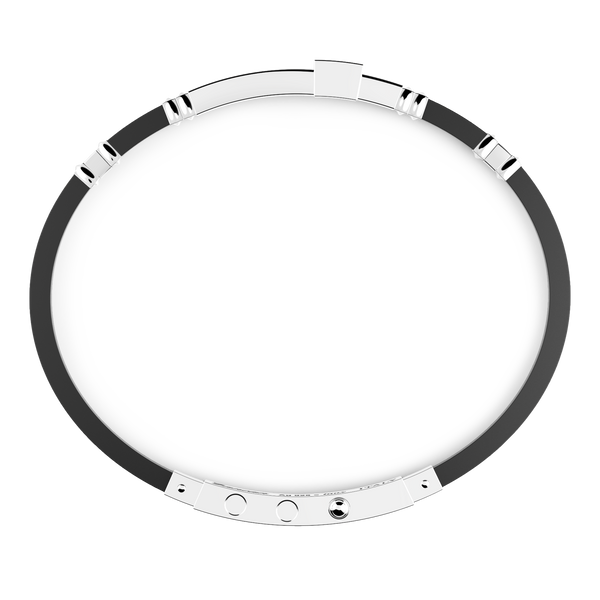 Black Silicone Bracelet with Silver Tag and Italian Flag