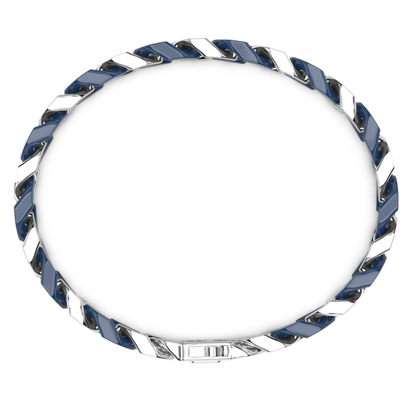 Blue Silver Ceramic Curb Chain Bracelet