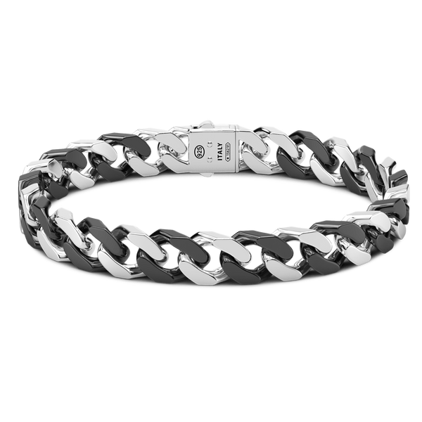 Black Silver Ceramic Curb Chain Bracelet