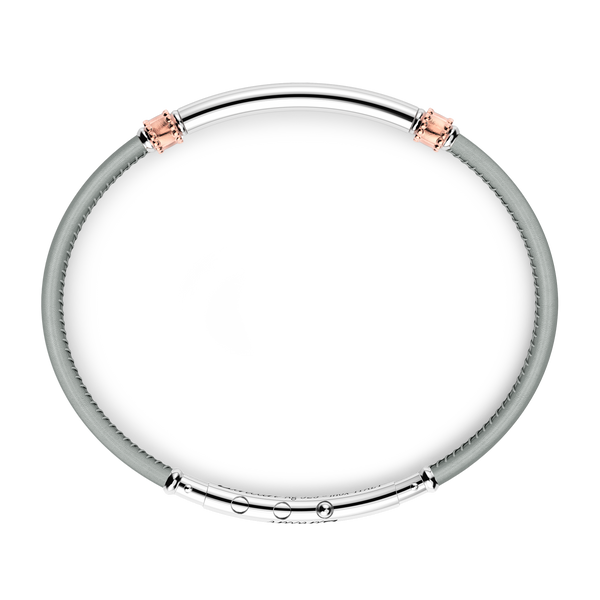 Gray Leather Bracelet with Silver Tag