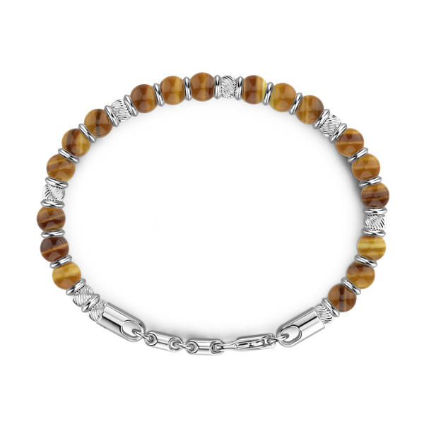 Soft Silver Bracelet with Walnut Beads & Hard Natural Stones