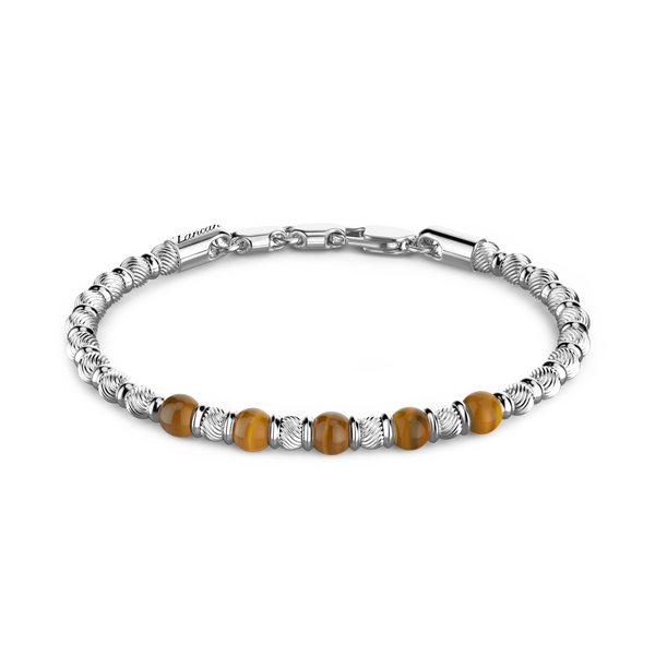 Soft Bracelet with Marble Silver Beads and Hard Natural Stones