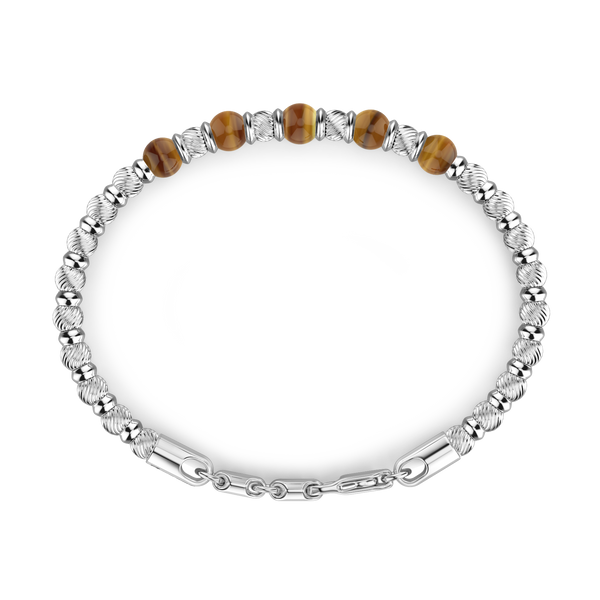 Soft Bracelet with Marble Silver Beads and Hard Natural Stones