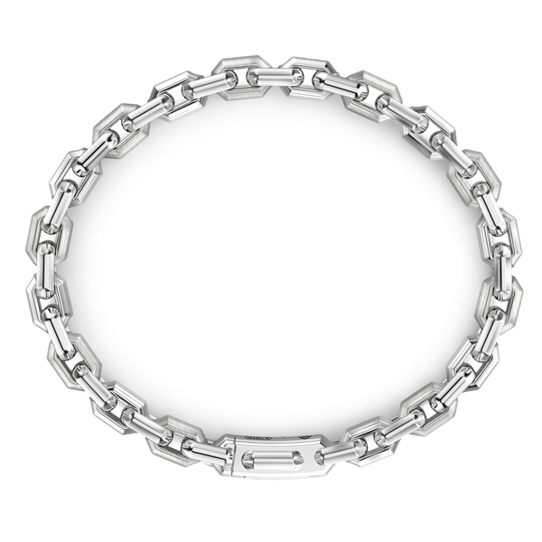 Silver link-only Bracelet with Black Stones