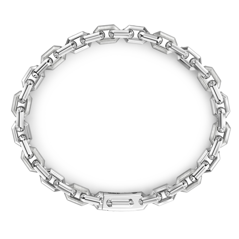 Silver link-only Bracelet with Black Stones