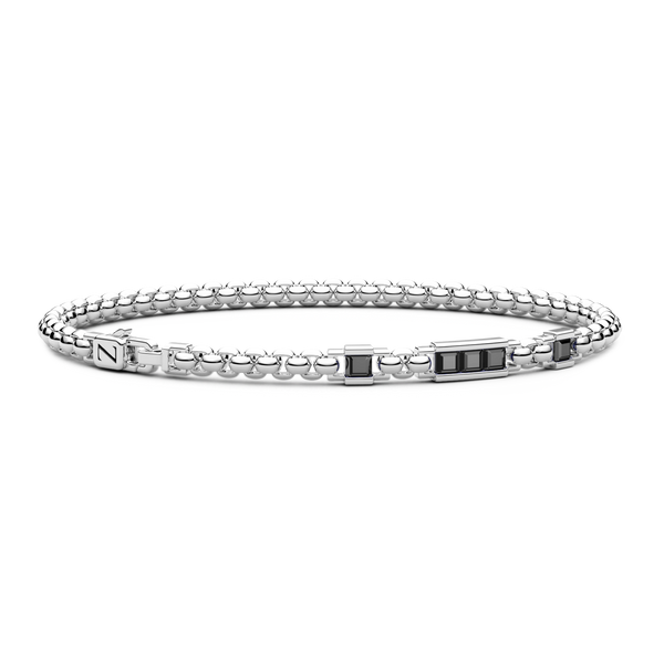 Silver Bracelet with Black Stones