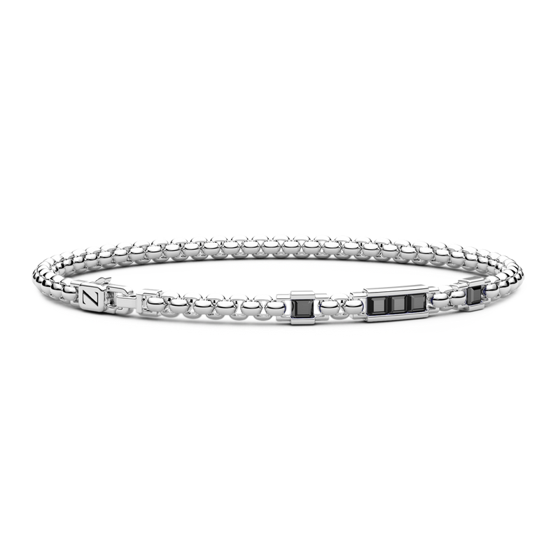 Silver Bracelet with Black Stones