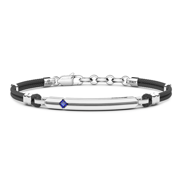 Black Kevlar Bracelet with Blue Stone