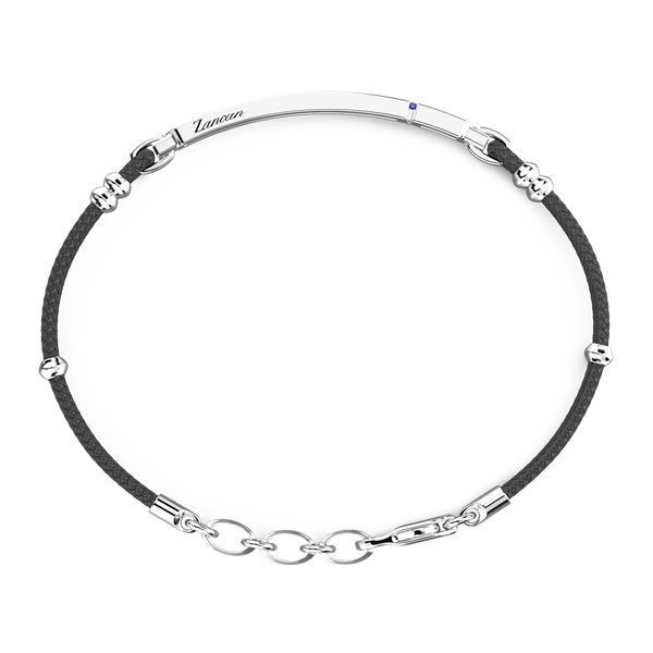 Black Kevlar Bracelet with Blue Stone