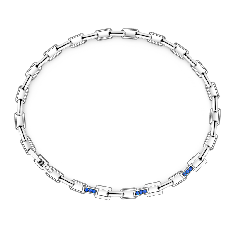 Silver Bracelet with Blue Stones