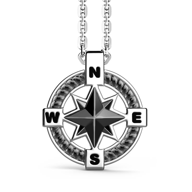 Silver Necklace with Wind Rose pendant