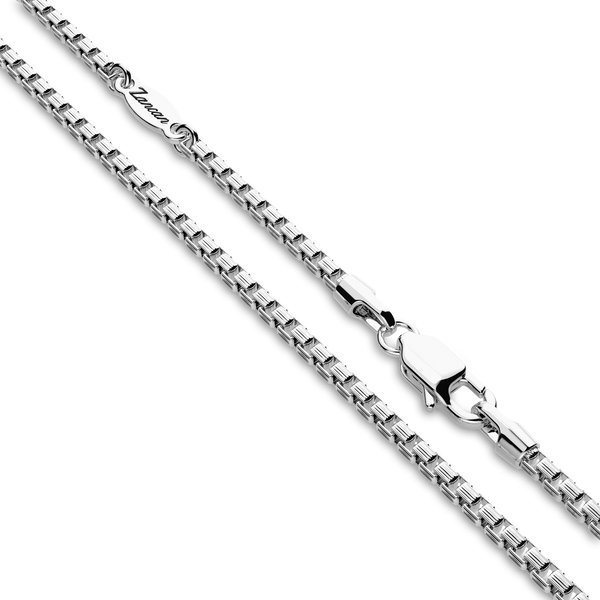 Silver Necklace with Tag Pendant Studded with Black Stones