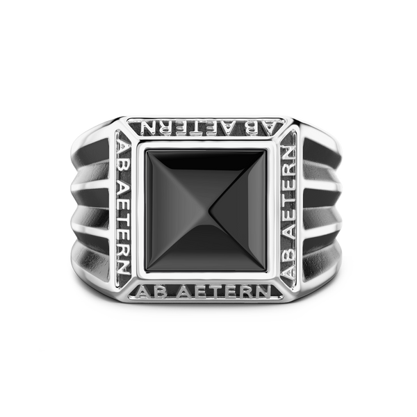 Silver Ring with Inscription in Latin and Onyx