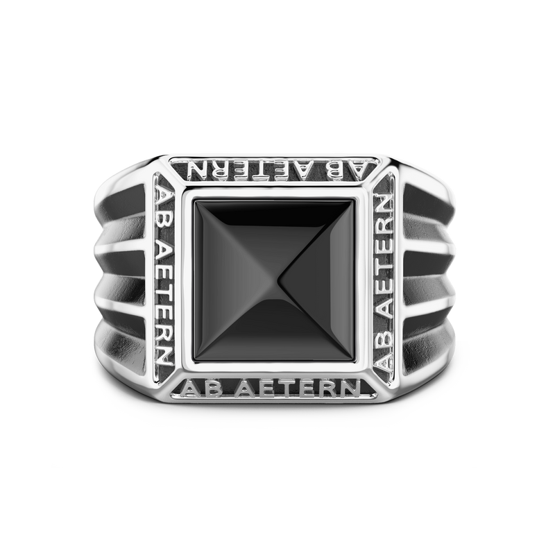 Silver Ring with Inscription in Latin and Onyx