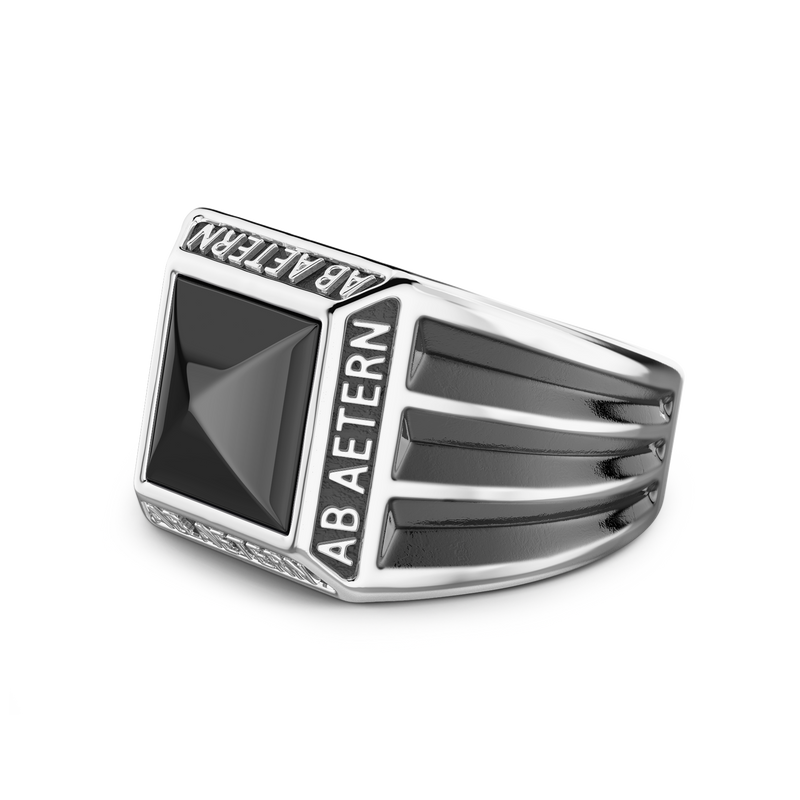 Silver Ring with Inscription in Latin and Onyx