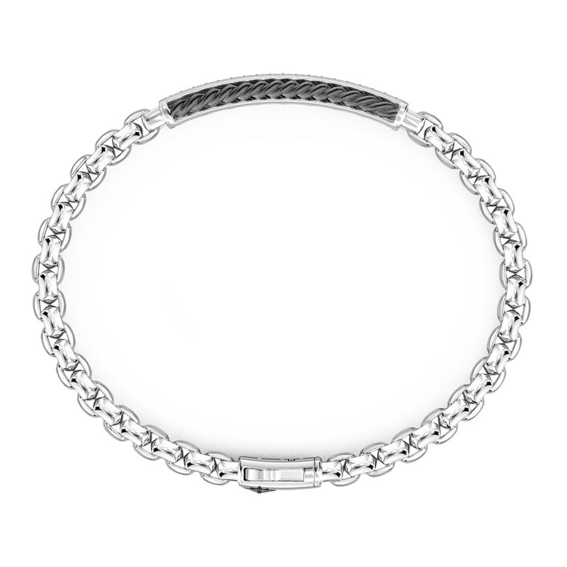 Venetian Silver & Black Stones Bracelet