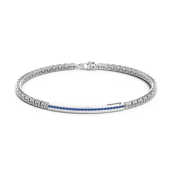 Silver Bracelet with Tag and Blue Stones