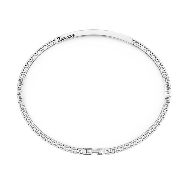 Silver Bracelet with Tag and Blue Stones