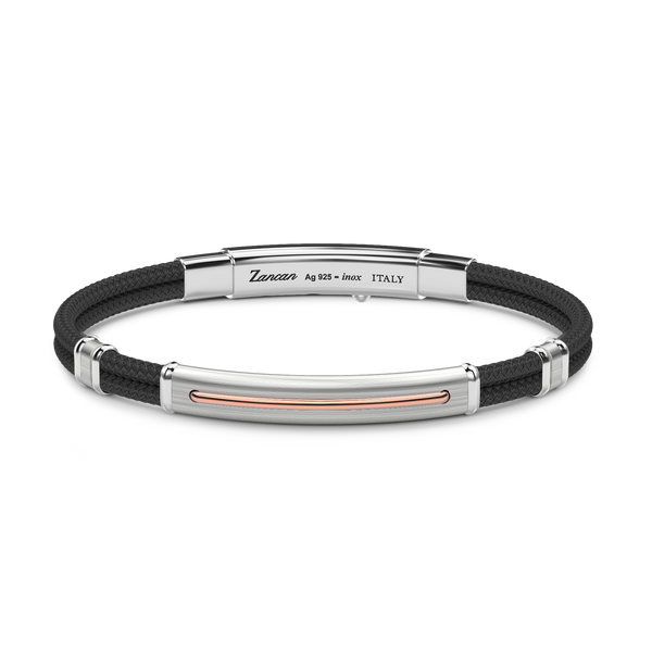 Black Kevlar Bracelet with Rose Gold