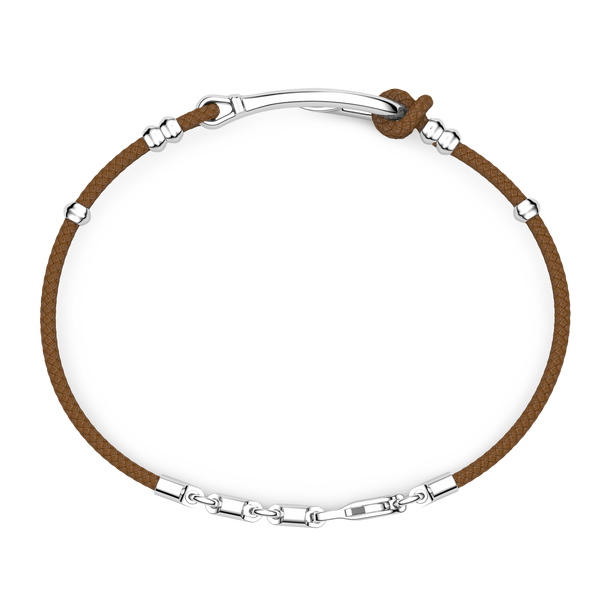 Light Brown & Silver Bracelet with Silver Hook