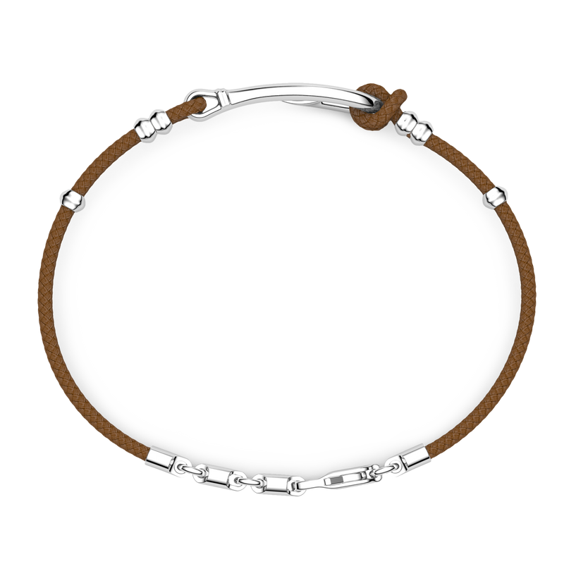 Light Brown & Silver Bracelet with Silver Hook