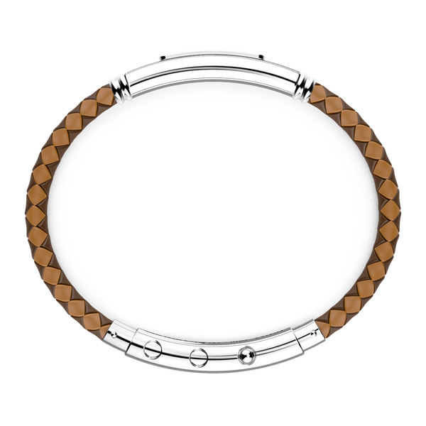 Light Brown Silicone Bracelet with Silver Tag & Black Stones