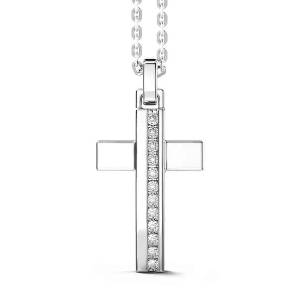 Silver Necklace with Cross Pendant & Stones