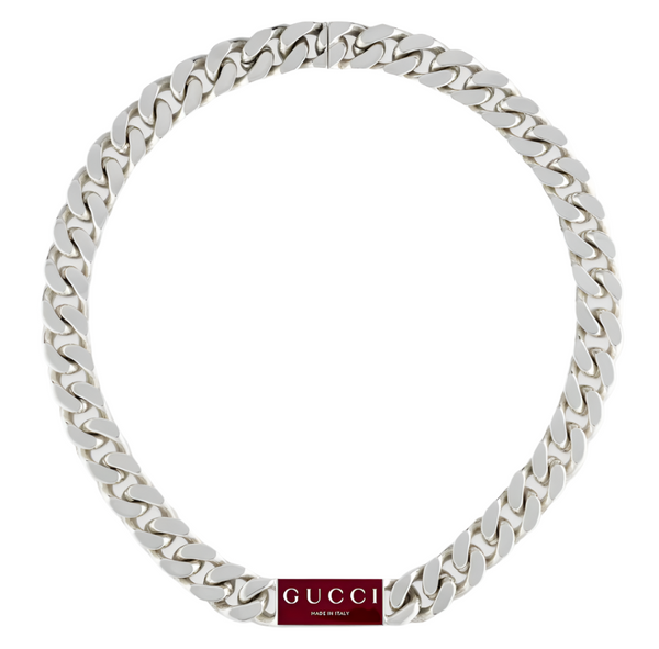GUCCI TRADEMARK NECKLACE 55/60CM SILVER&RED ENAMEL YBB801034001