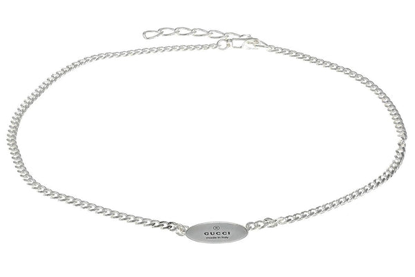 GUCCI TRADEMARK NECKLACE OVAL TAG 40/45CM SILVER